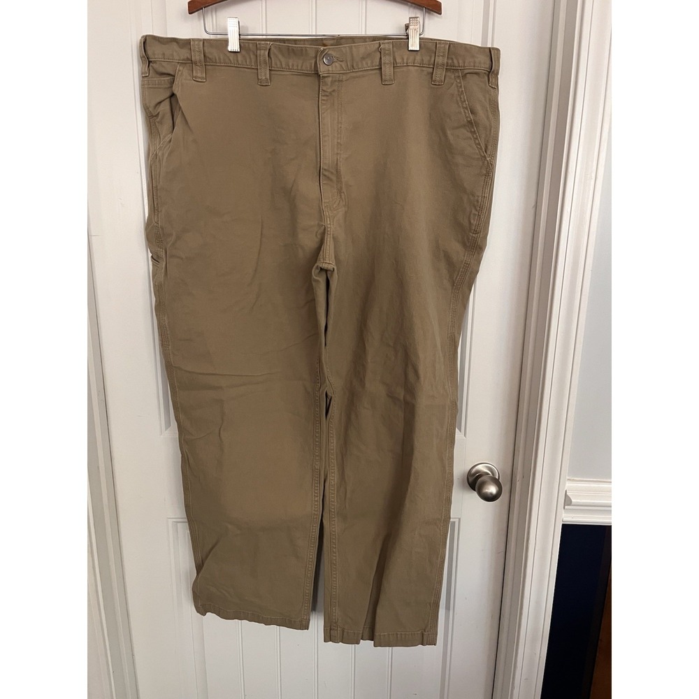 Men's Carhartt Rugged Flex Relaxed Fit Canvas Work Utility Pants 48X32 Khaki 214